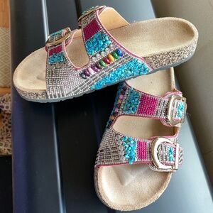 Rhinestone sandals mules
